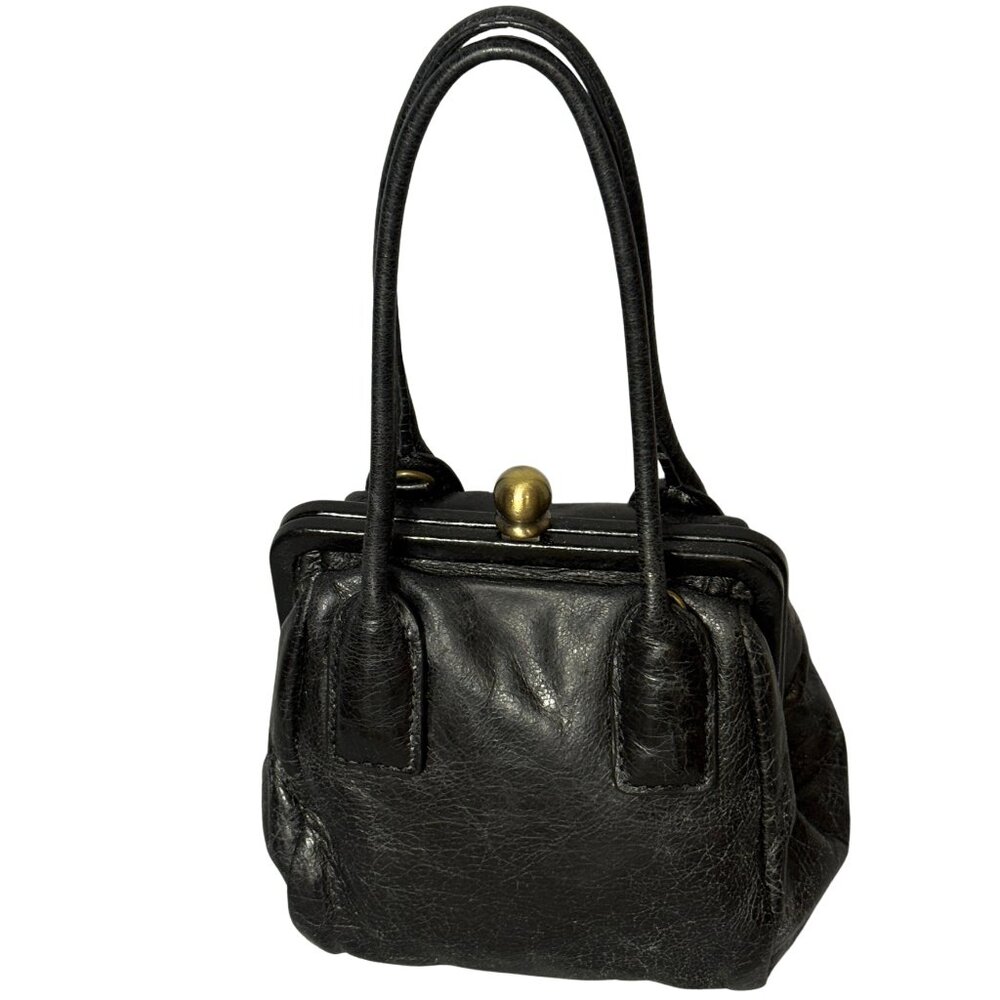 VINTAGE HOBO INTERNATIONAL BLACK LEATHER PURSE (LIKE GRANDMA'S HANDBAG!)